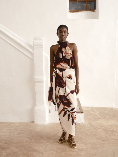 Magdalena Crepe Chine Blouse / Purple Gladiolos